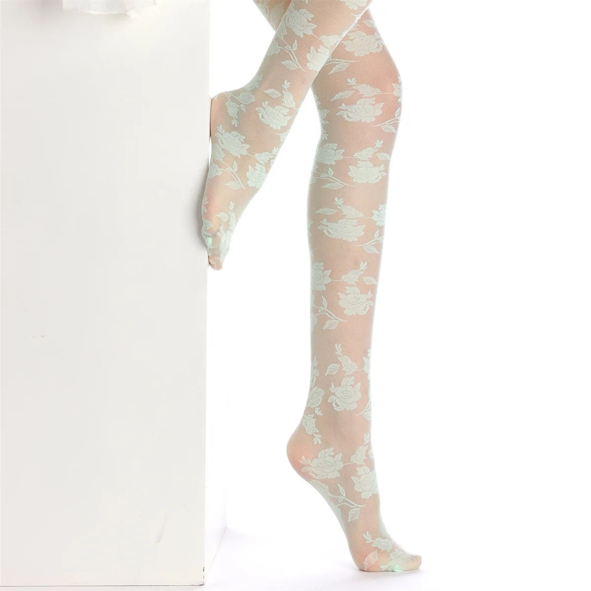 Sexy Colorful Rose Tights Women 12 Colors Medias Socks Transparent Thin Y2K Pantyhose Party Club Stockings