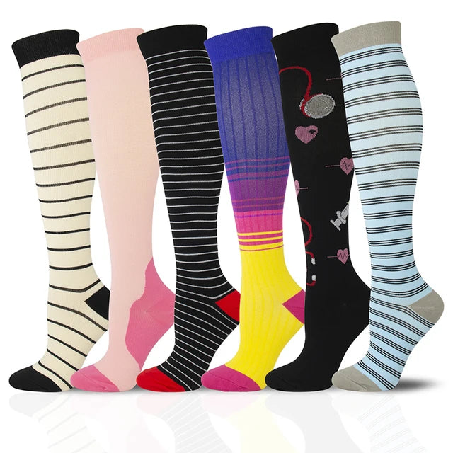3/5/6 Double Compression Socks Men Women Medical Varicose Swelling Pregnancy Sports Socks Outdoor Exercise Running Golf Hiking