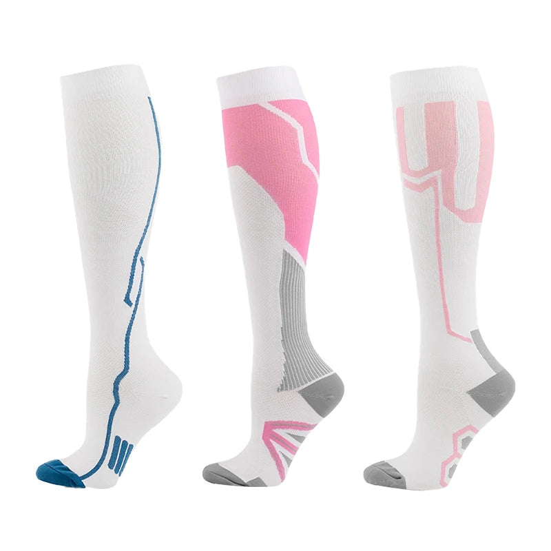 3/5/6 Double Compression Socks Men Women Medical Varicose Swelling Pregnancy Sports Socks Outdoor Exercise Running Golf Hiking