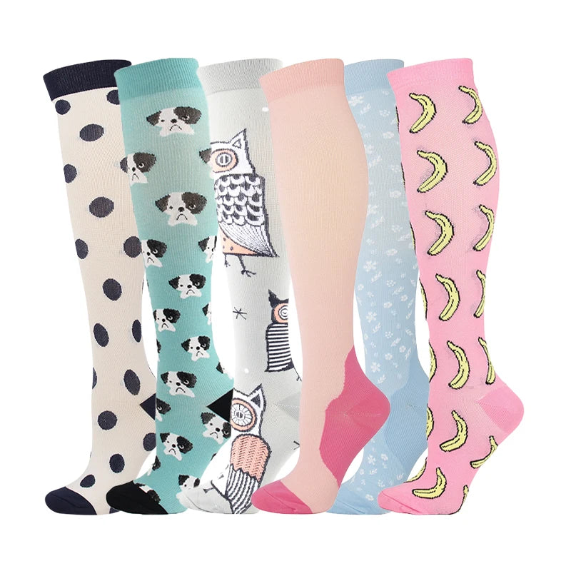 3/5/6 Double Compression Socks Men Women Medical Varicose Swelling Pregnancy Sports Socks Outdoor Exercise Running Golf Hiking