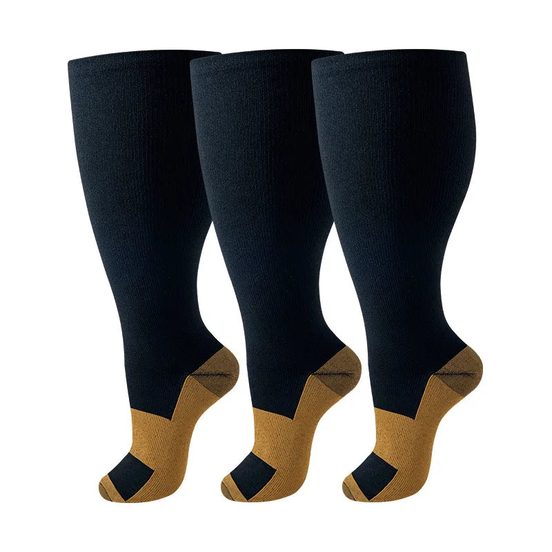 Plus Size Compression Socks Women Men Running Yoga Fat Sock Sports Fitness Weight Loss Wide Calf Extra Large Flight Sock Support