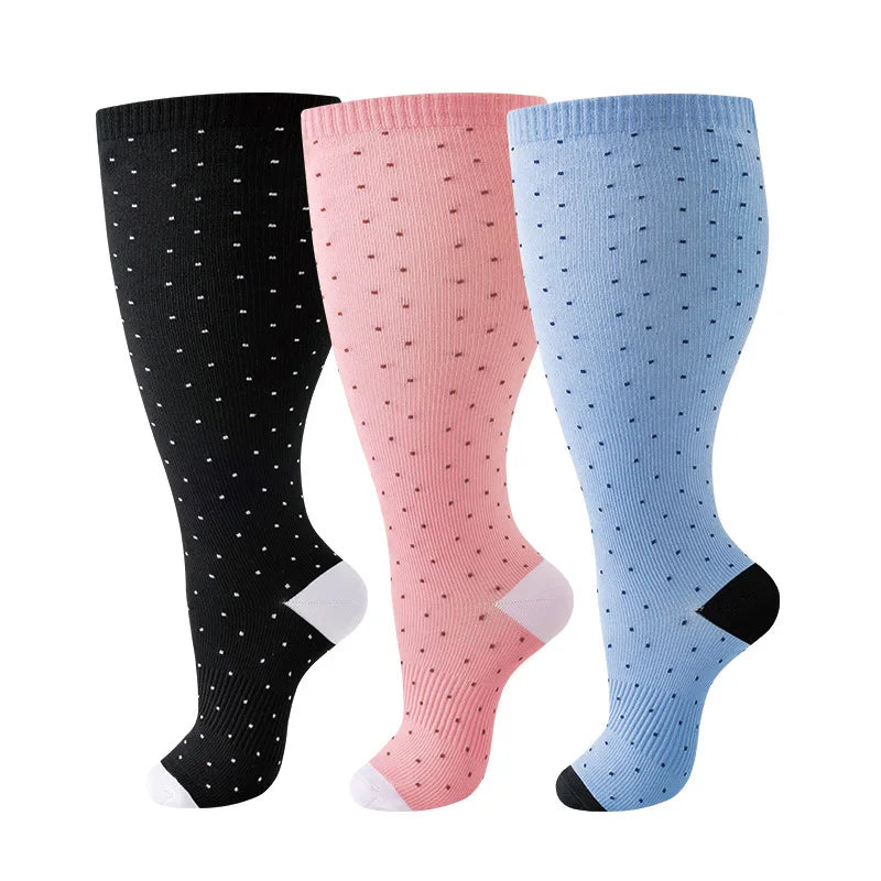 Plus Size Compression Socks Women Men Running Yoga Fat Sock Sports Fitness Weight Loss Wide Calf Extra Large Flight Sock Support