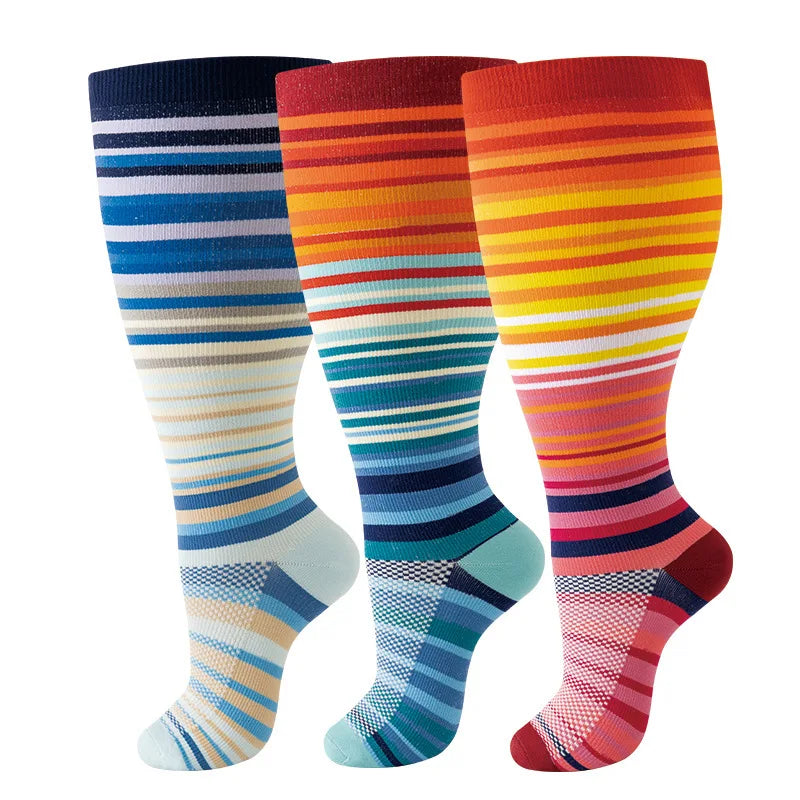 Plus Size Compression Socks Women Men Running Yoga Fat Sock Sports Fitness Weight Loss Wide Calf Extra Large Flight Sock Support