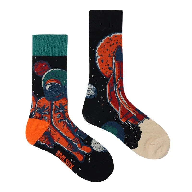 1Pair Man Women Socks Original AB Tide Socks Medium High Tube Colorful Socks Flowers Fruits Candy Cake Cotton Socks Unisex Socks
