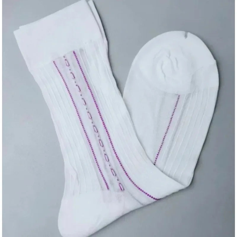 Brand Mens Business Socks Nylon Male Formal Long Ripple Stripe Dress Suit Socks for Man Hose Collection High Quality Breathable