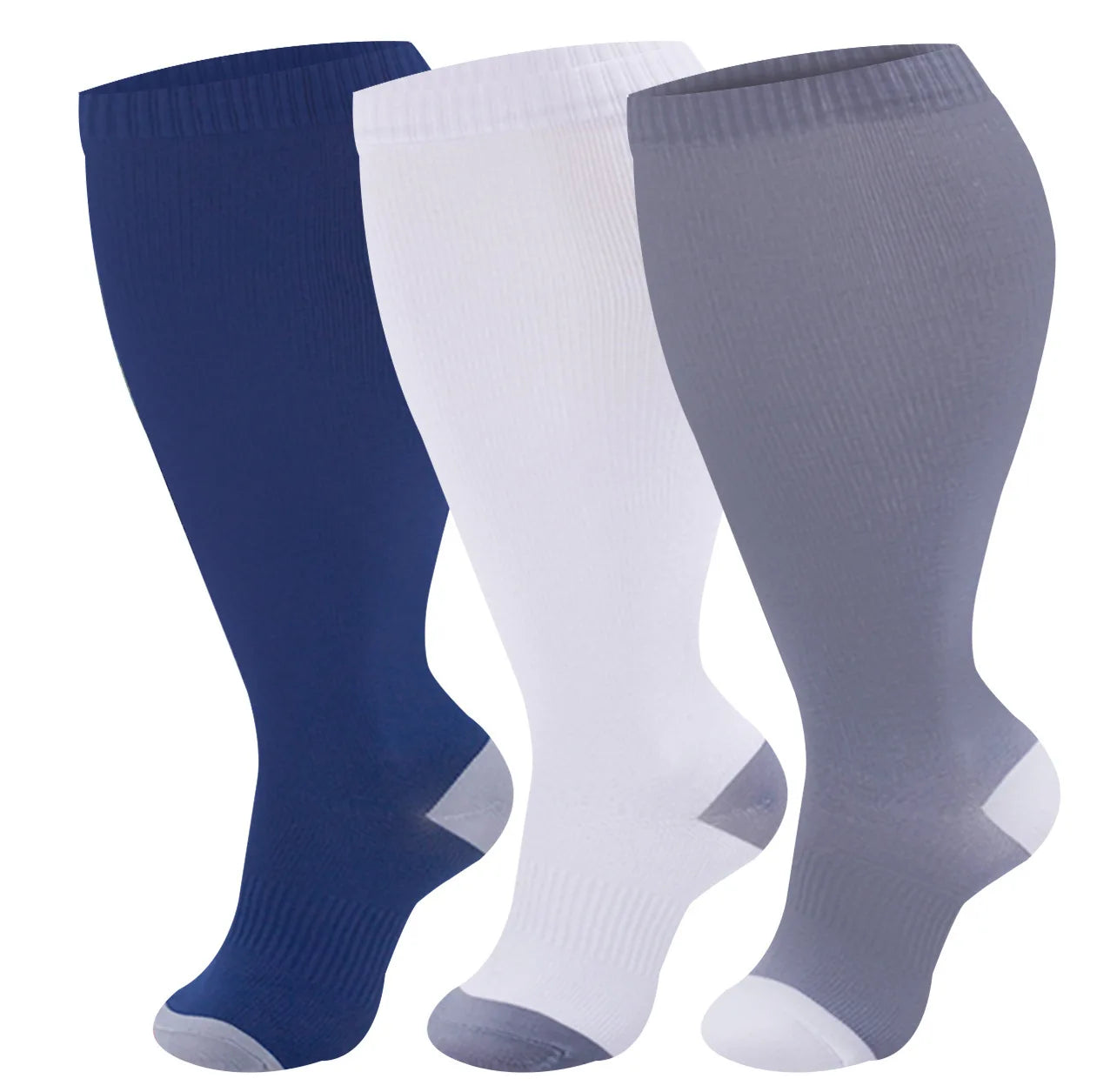 Plus Size Compression Socks Women Men Running Yoga Fat Sock Sports Fitness Weight Loss Wide Calf Extra Large Flight Sock Support