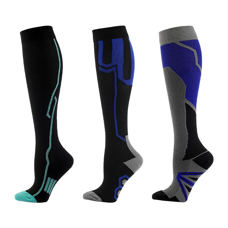 3/5/6 Double Compression Socks Men Women Medical Varicose Swelling Pregnancy Sports Socks Outdoor Exercise Running Golf Hiking