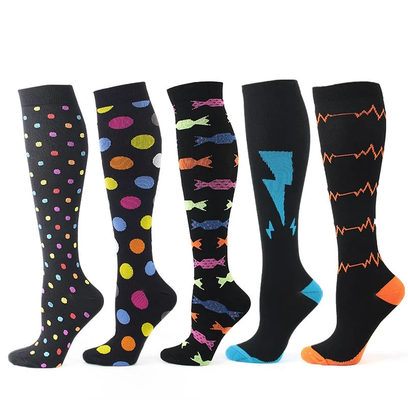 3/5/6 Double Compression Socks Men Women Medical Varicose Swelling Pregnancy Sports Socks Outdoor Exercise Running Golf Hiking