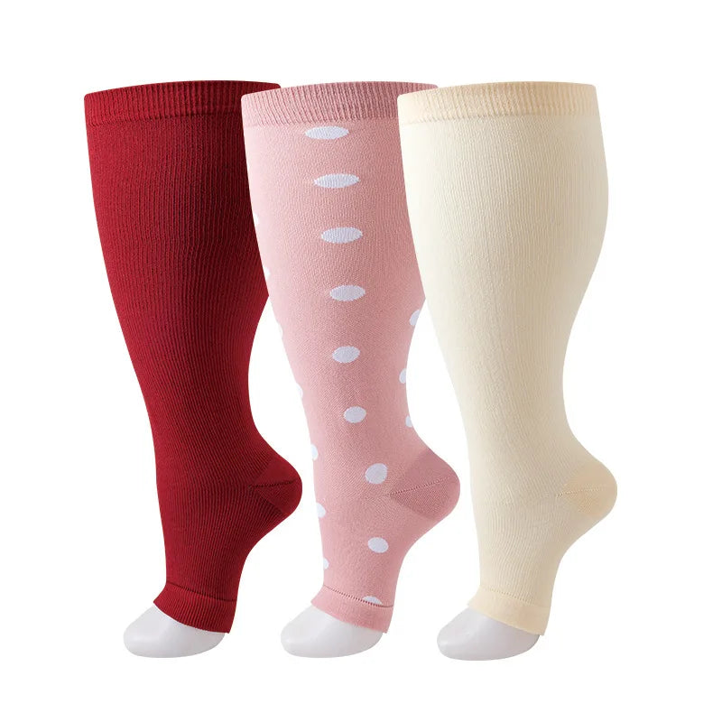 Plus Size Compression Socks Women Men Running Yoga Fat Sock Sports Fitness Weight Loss Wide Calf Extra Large Flight Sock Support
