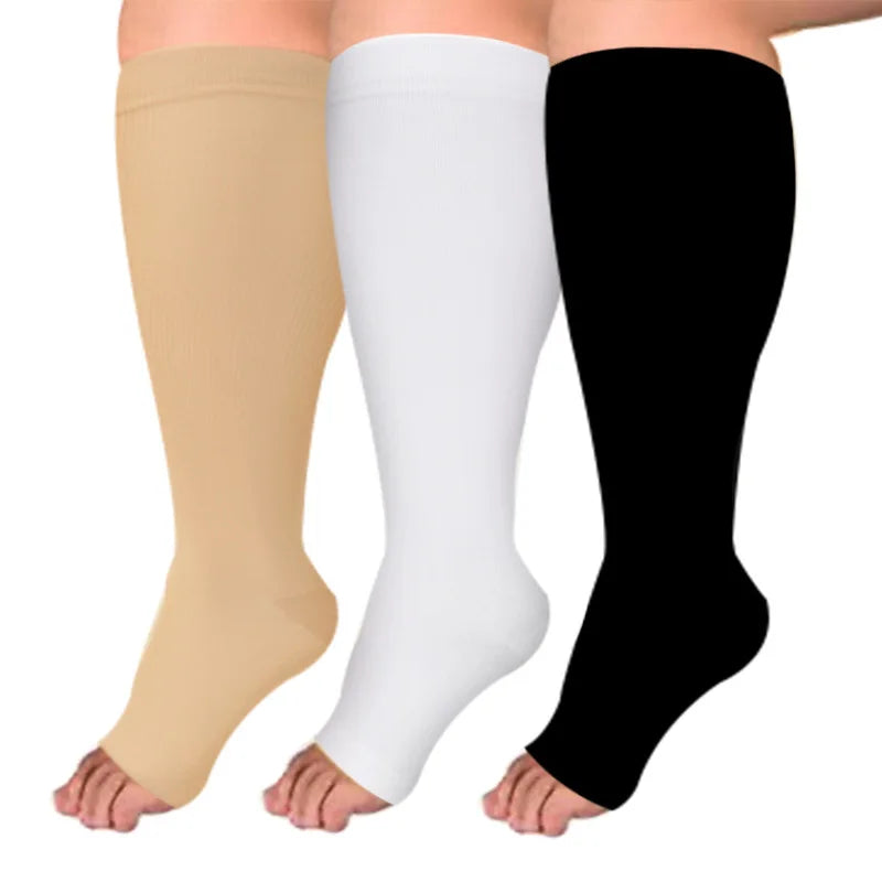 Plus Size Compression Socks Women Men Running Yoga Fat Sock Sports Fitness Weight Loss Wide Calf Extra Large Flight Sock Support