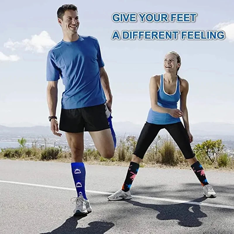 3/5/6 Double Compression Socks Men Women Medical Varicose Swelling Pregnancy Sports Socks Outdoor Exercise Running Golf Hiking