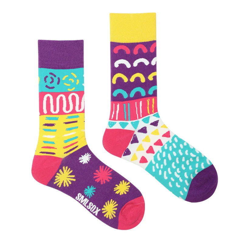 1Pair Man Women Socks Original AB Tide Socks Medium High Tube Colorful Socks Flowers Fruits Candy Cake Cotton Socks Unisex Socks