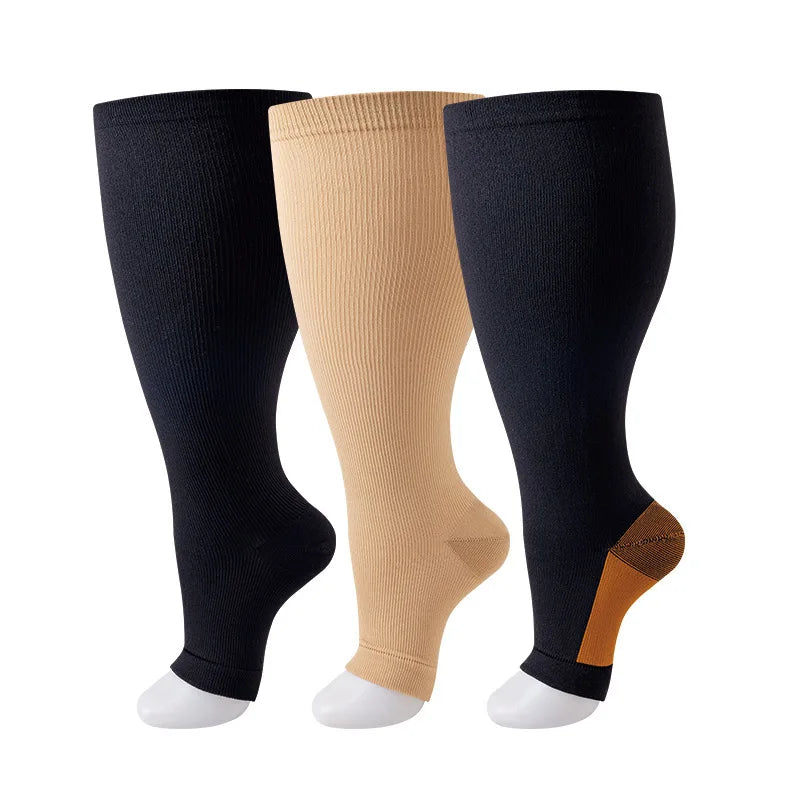 Plus Size Compression Socks Women Men Running Yoga Fat Sock Sports Fitness Weight Loss Wide Calf Extra Large Flight Sock Support