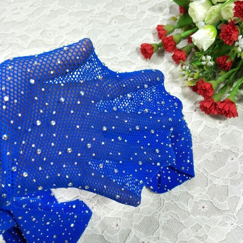 Fishnet Diamond Pantyhose Women  Fashion Shiny Net Tights Female Slim Rhinestone Mesh Nylon Stockings Tights